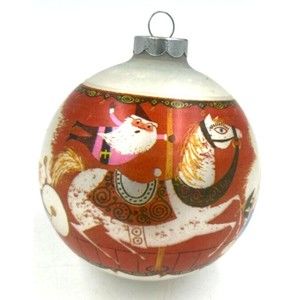 Holiday Heirloom Ball Ornament Santa Carousel Horse Whimsical - 3" - Made in USA